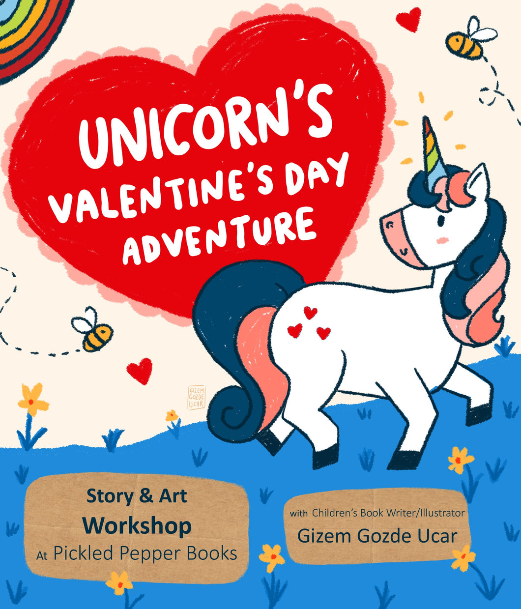 Unicorn's Valentine's Day Adventure! Story and Art Workshop Monday 12th February 11:30am - 12:30pm